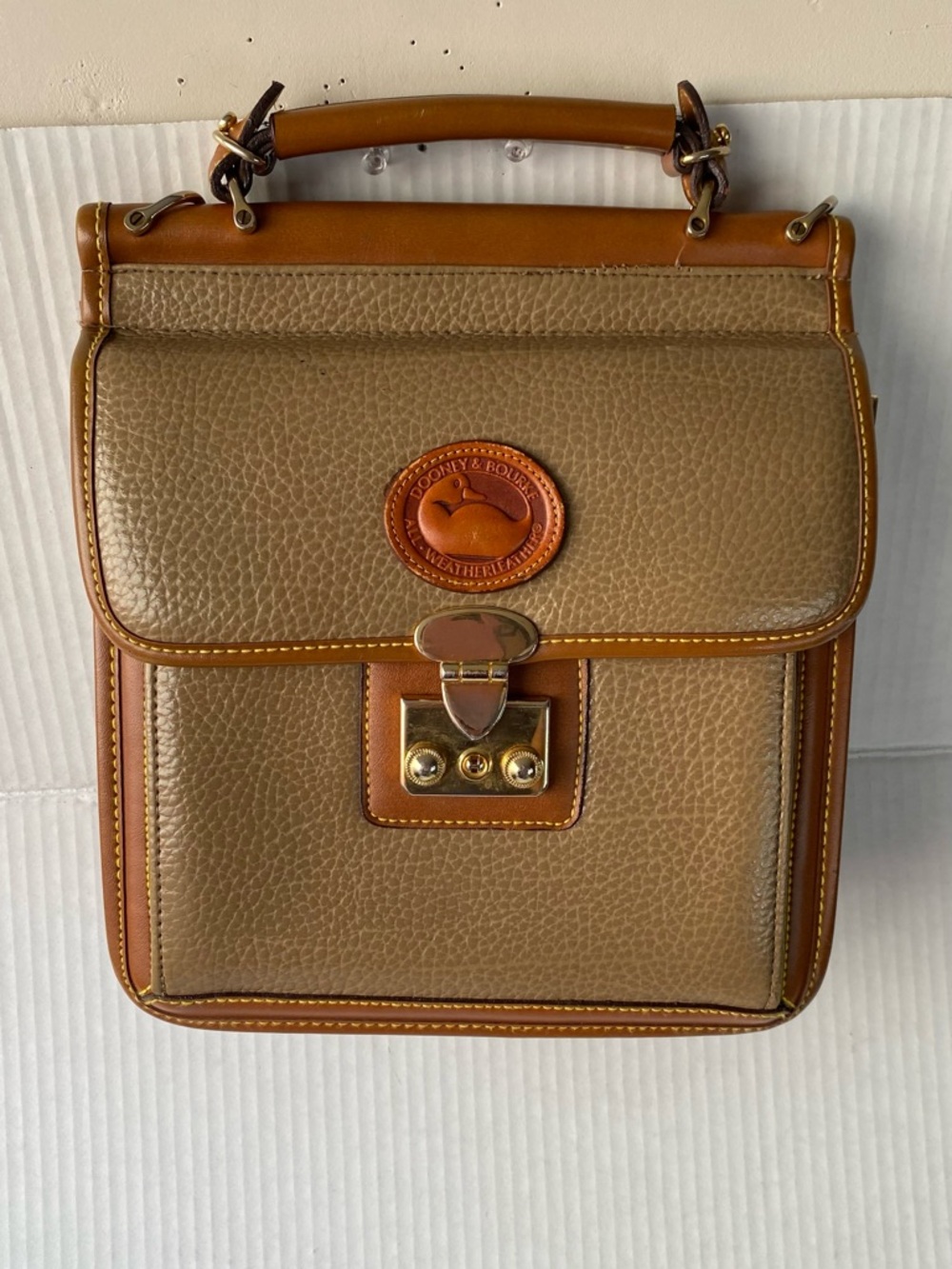 Vintage Dooney & Bourke AWL Olive Leather Top Handle Crossbody Bag - Picture 14 of 14
